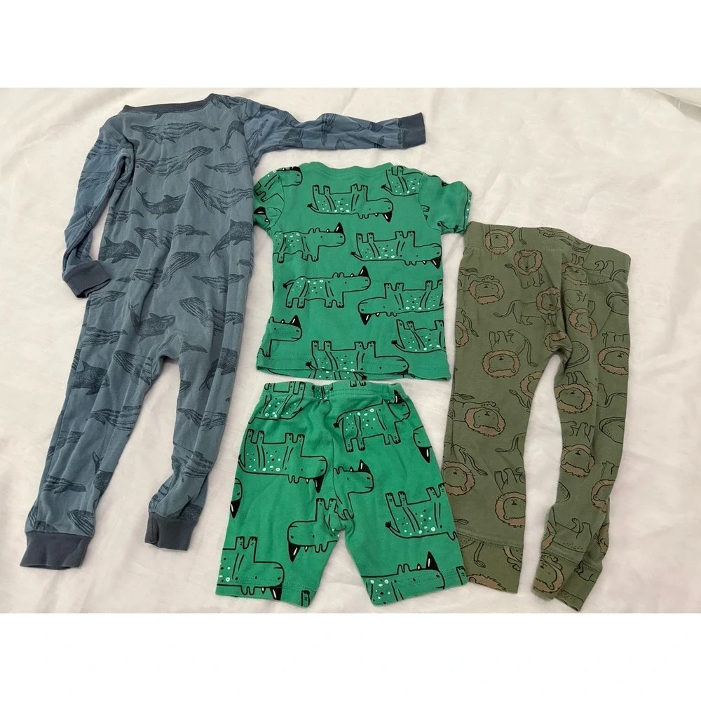 Lot of 4 Piece‎ Carter's Baby Boy Clothes 24 Mo 2T Whales Rhino Lion